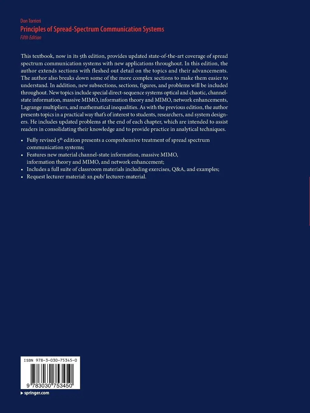 Rückseite: 9783030753450 | Principles of Spread-Spectrum Communication Systems | Don Torrieri