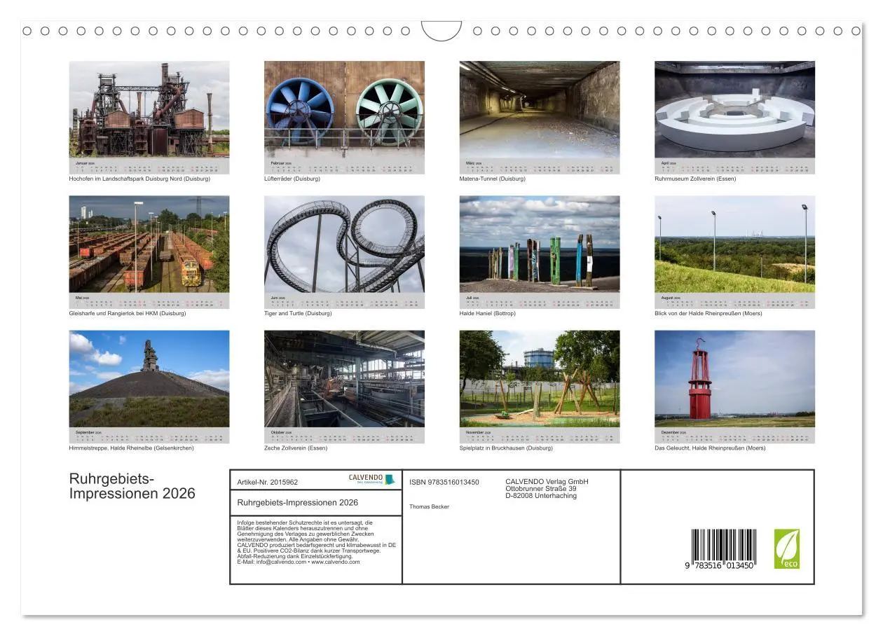 Bild: 9783516013450 | Ruhrgebiets-Impressionen 2026 (Wandkalender 2026 DIN A3 quer),...