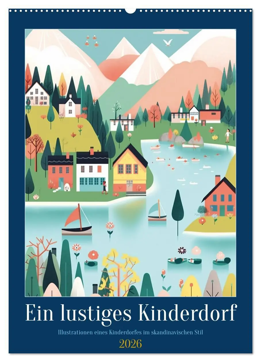 Cover: 9783516323450 | Ein lustiges Kinderdorf (Wandkalender 2026 DIN A2 hoch), CALVENDO...