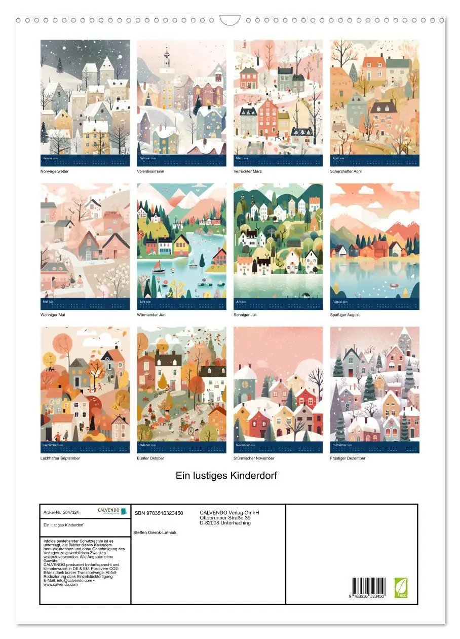 Bild: 9783516323450 | Ein lustiges Kinderdorf (Wandkalender 2026 DIN A2 hoch), CALVENDO...