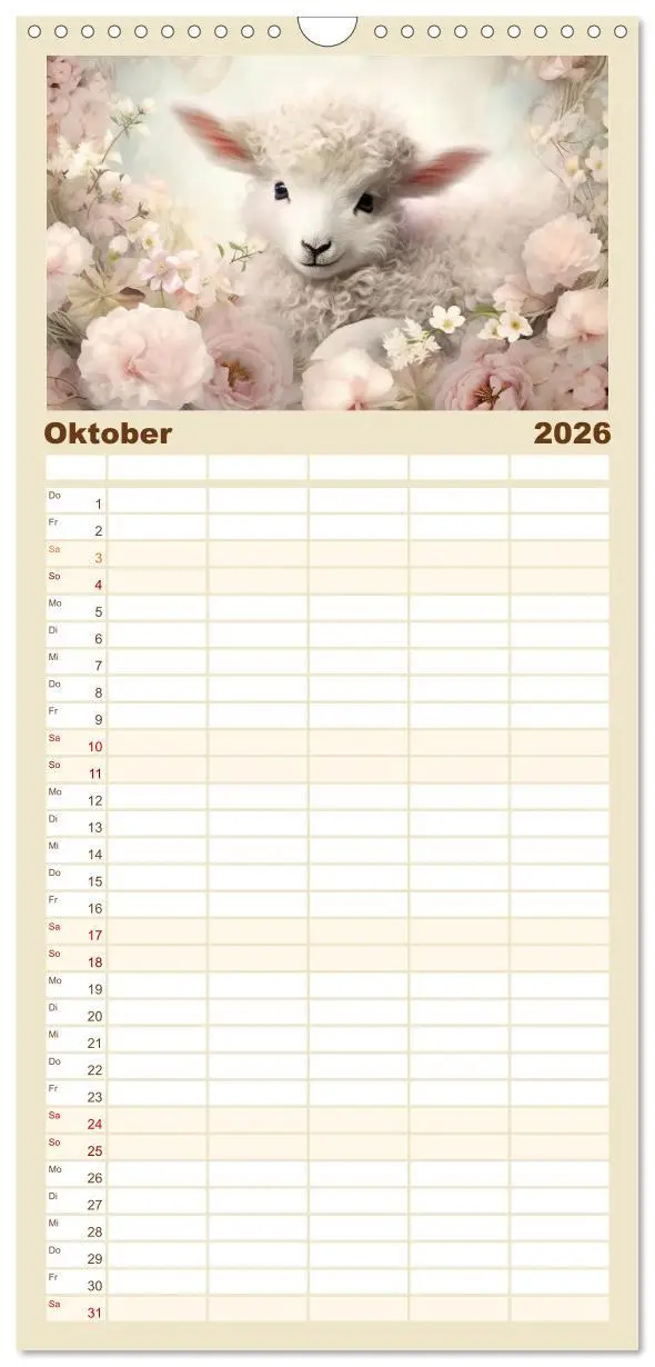 Bild: 9783516493450 | Familienplaner 2026 - Tierisch süß! mit 5 Spalten (Wandkalender, 21...