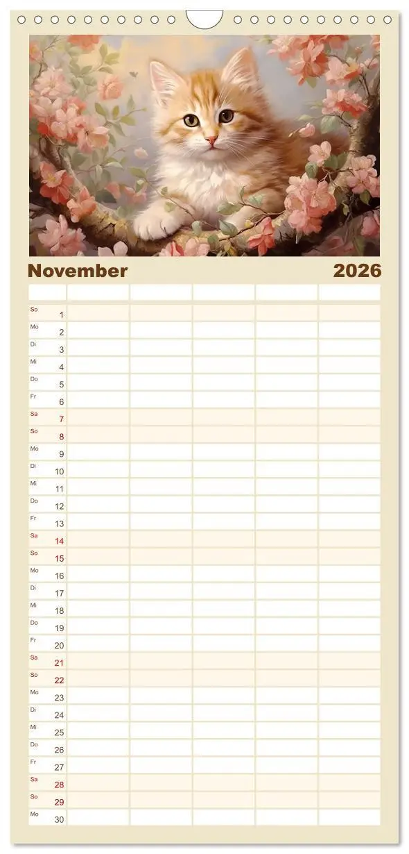 Bild: 9783516493450 | Familienplaner 2026 - Tierisch süß! mit 5 Spalten (Wandkalender, 21...