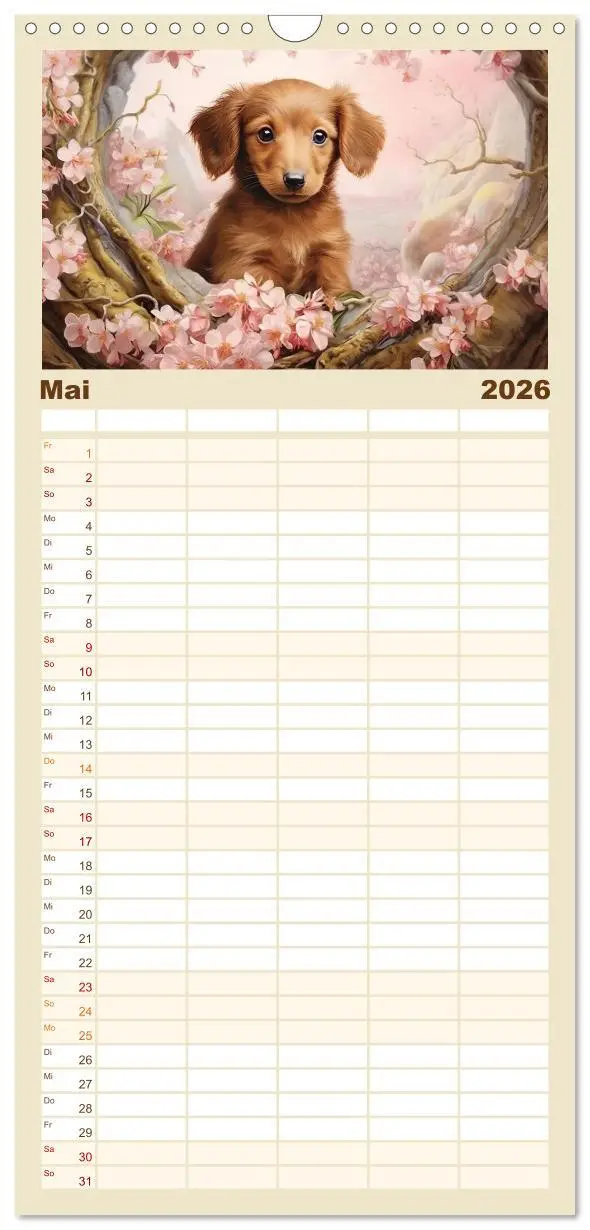 Bild: 9783516493450 | Familienplaner 2026 - Tierisch süß! mit 5 Spalten (Wandkalender, 21...