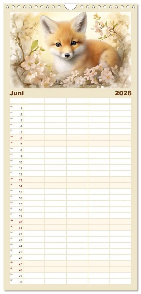 Bild: 9783516493450 | Familienplaner 2026 - Tierisch süß! mit 5 Spalten (Wandkalender, 21...