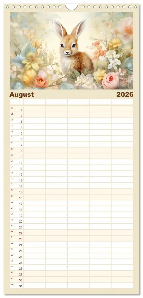 Bild: 9783516493450 | Familienplaner 2026 - Tierisch süß! mit 5 Spalten (Wandkalender, 21...