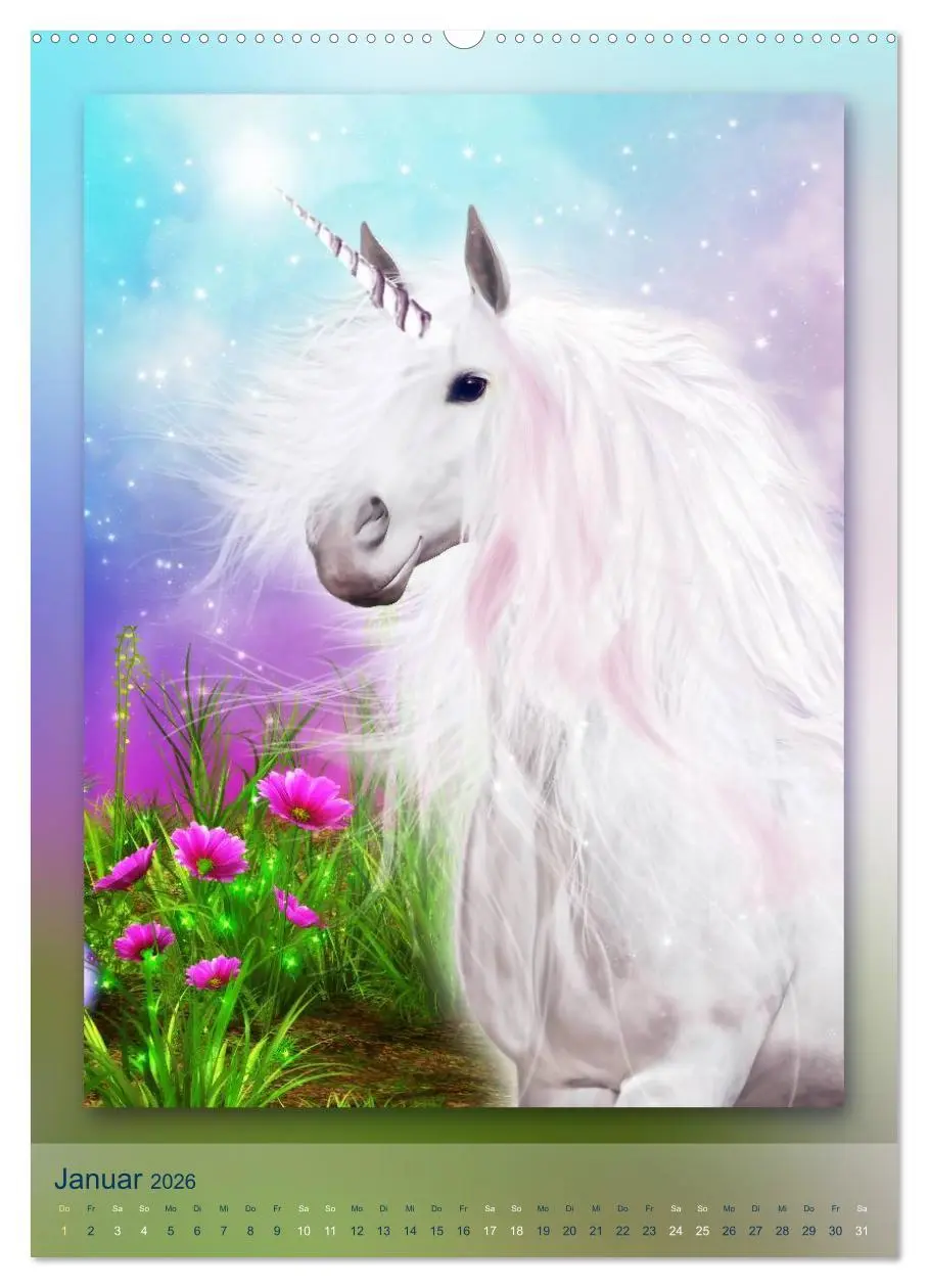 Bild: 9783516483550 | Einhörner - Kalender (Wandkalender 2026 DIN A2 hoch), CALVENDO...