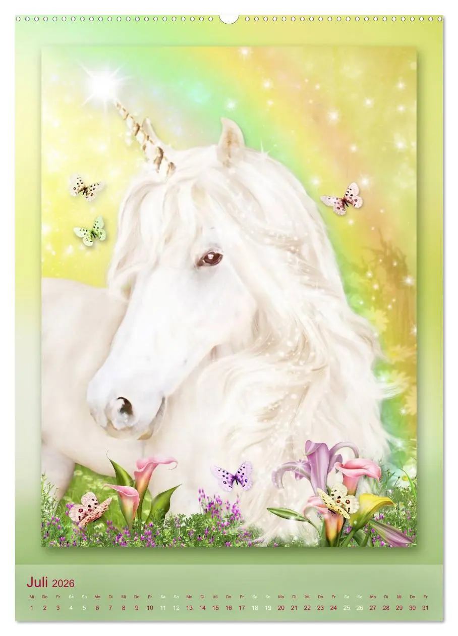 Bild: 9783516483550 | Einhörner - Kalender (Wandkalender 2026 DIN A2 hoch), CALVENDO...
