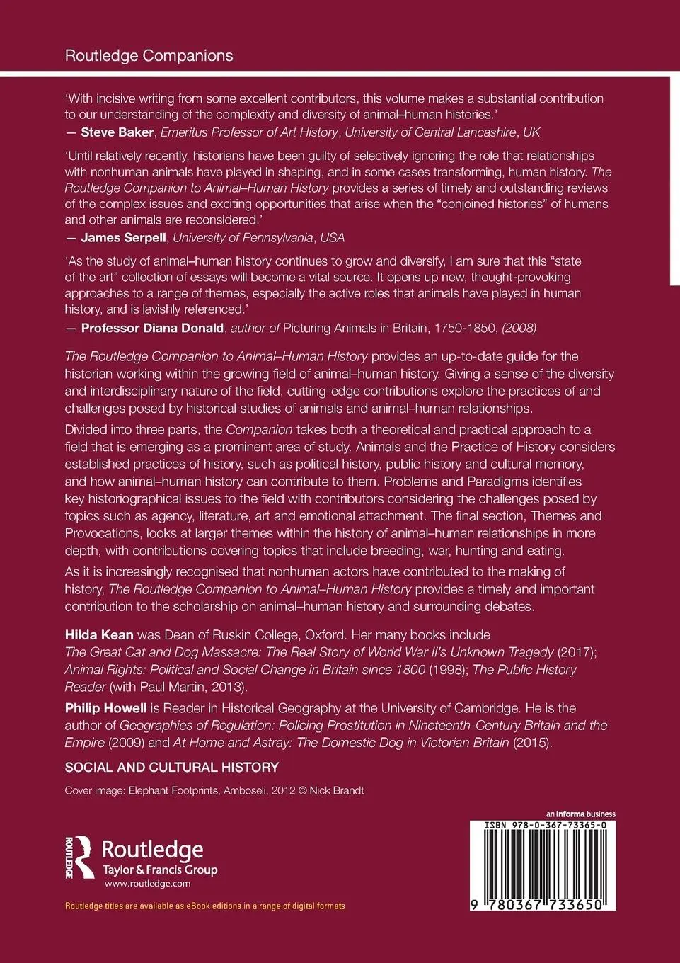 Rückseite: 9780367733650 | The Routledge Companion to Animal-Human History | Hilda Kean (u. a.)