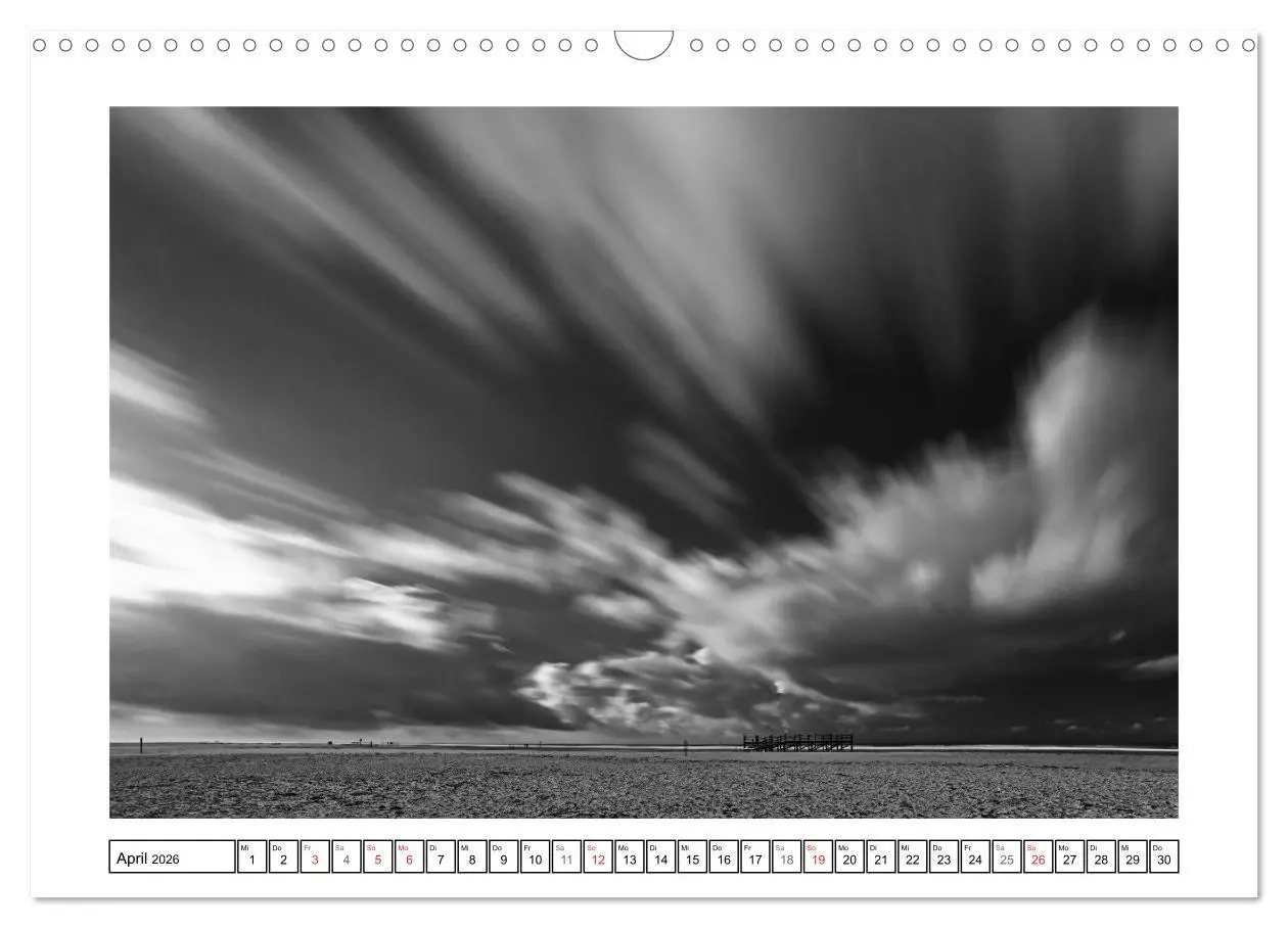 Bild: 9783516093650 | Am Strand von St. Peter-Ording SCHWARZ-WEISS (Wandkalender 2026 DIN...