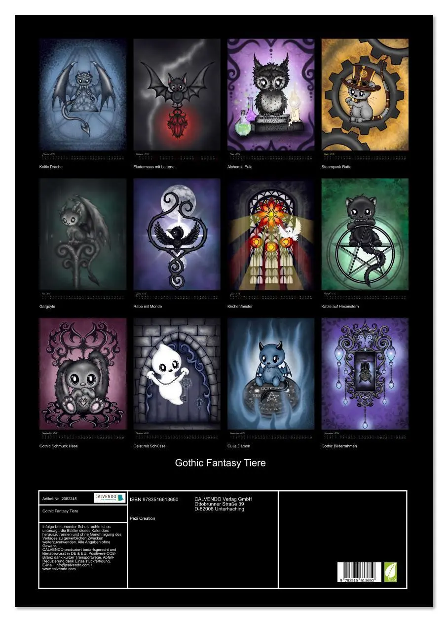 Bild: 9783516613650 | Gothic Fantasy Tiere (Wandkalender 2026 DIN A2 hoch), CALVENDO...