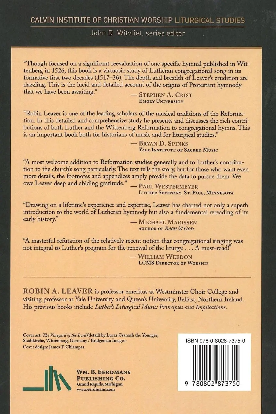 Rückseite: 9780802873750 | Whole Church Sings | Congregational Singing in Luther's Wittenberg