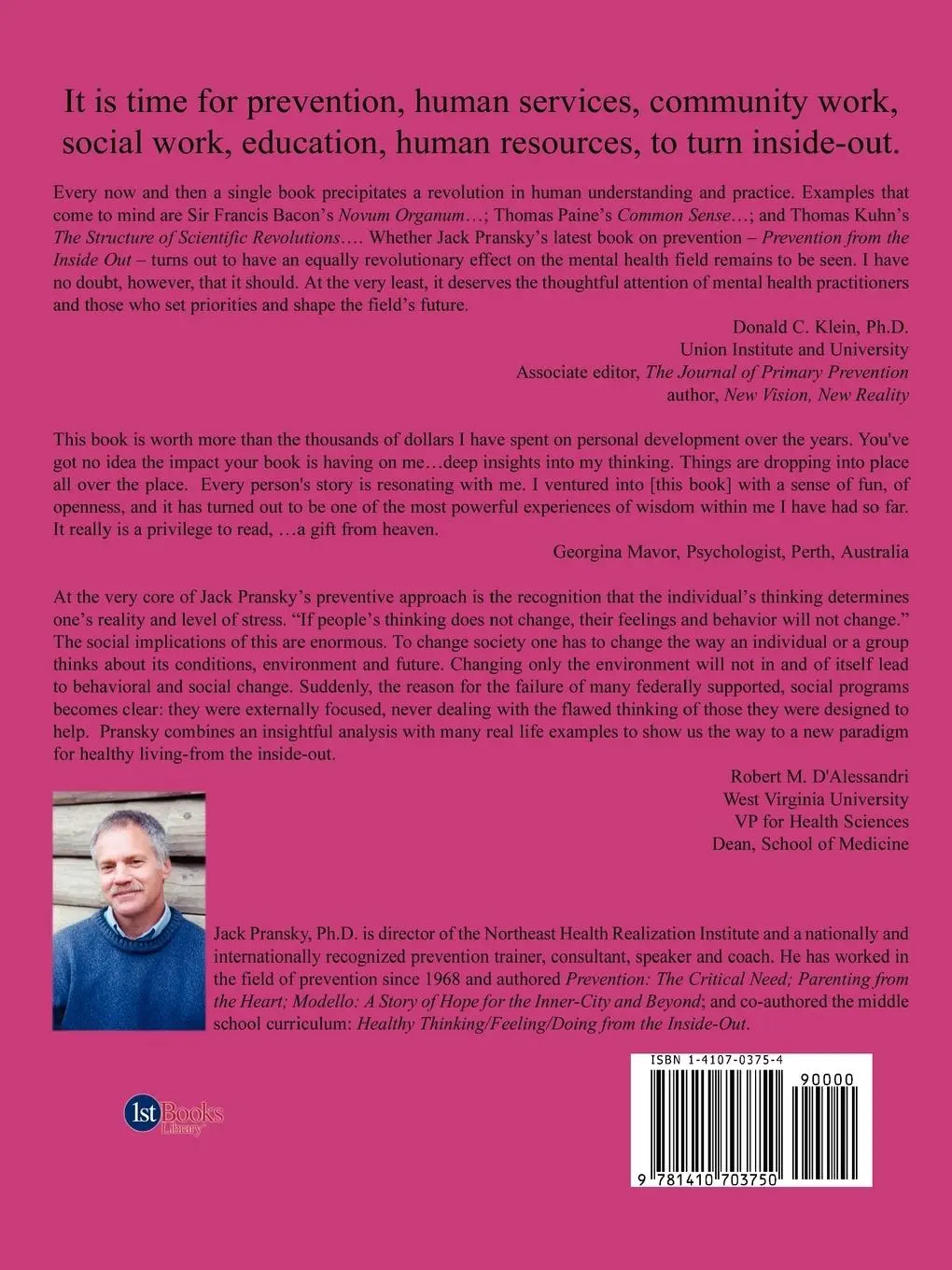 Rückseite: 9781410703750 | Prevention from the Inside-Out | Jack Pransky | Taschenbuch | Englisch