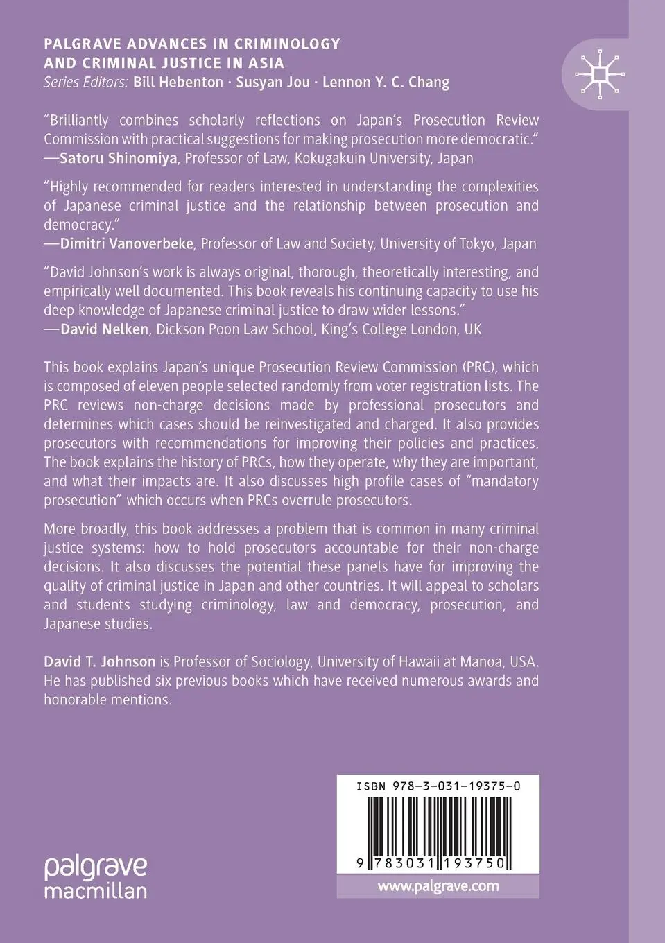 Rückseite: 9783031193750 | Japan's Prosecution Review Commission | David T. Johnson | Taschenbuch