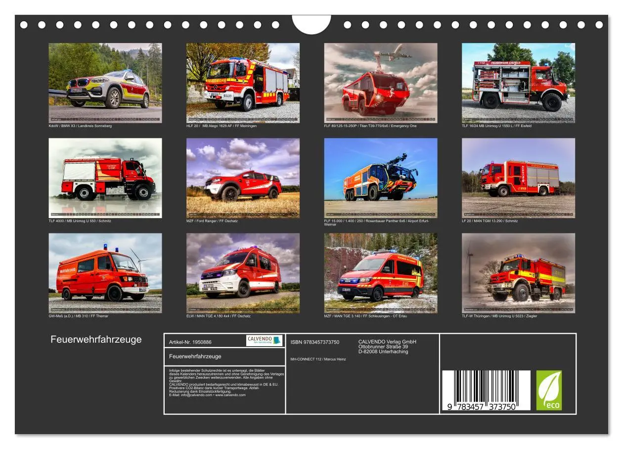 Bild: 9783457373750 | Feuerwehrfahrzeuge (Wandkalender 2026 DIN A4 quer), CALVENDO...