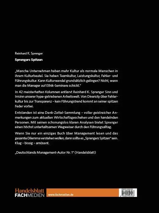Bild: 9783942543750 | Sprengers Spitzen | 42 unbequeme Management-Wahrheiten | Sprenger Bild: 9783942543750 | Sprengers Spitzen | 42 unbequeme Management-Wahrheiten | Sprenger
