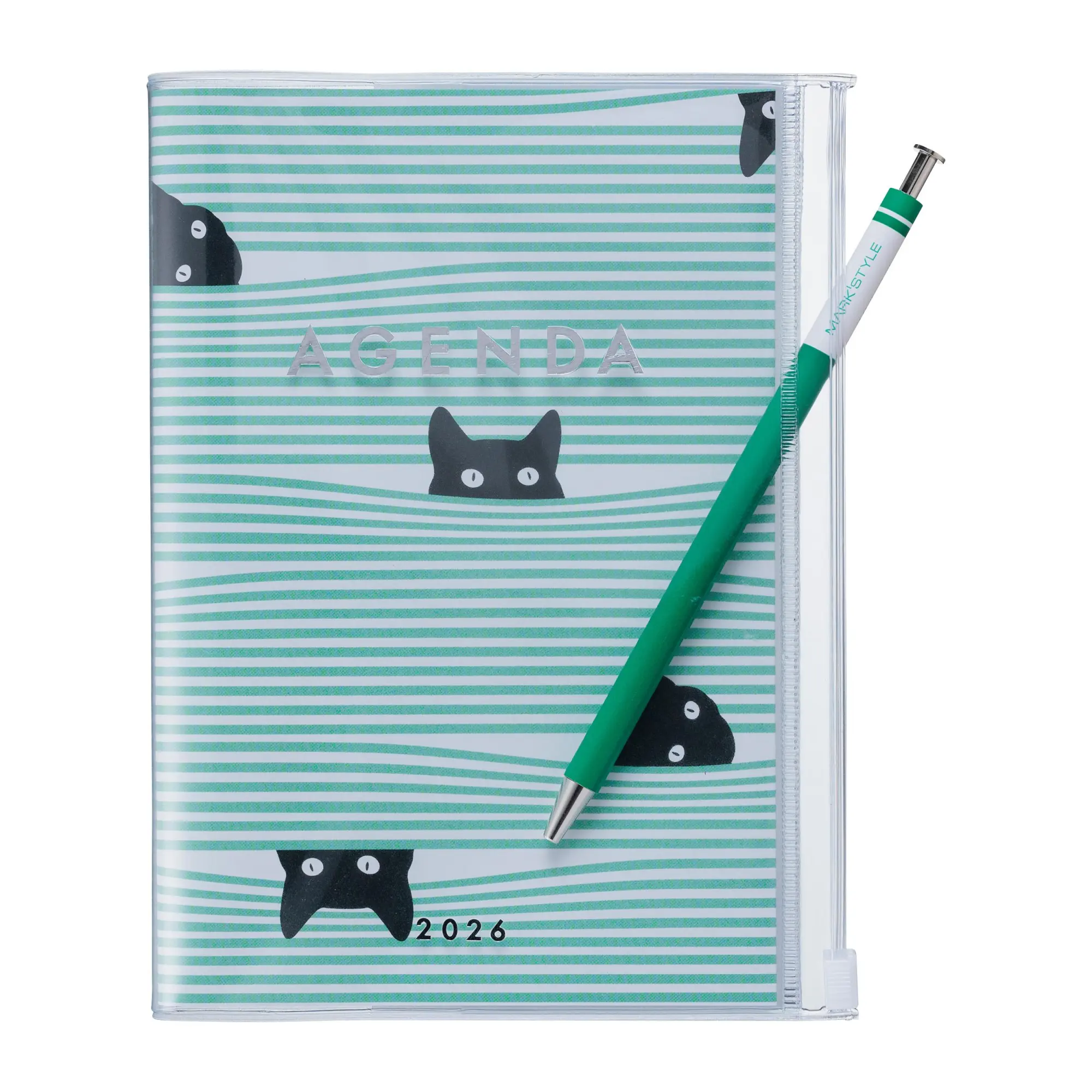 Bild: 4550045143850 | MARK'S 2025/26 Taschenkalender, A6 Cats // Mint | MARK'S Inc. | Buch
