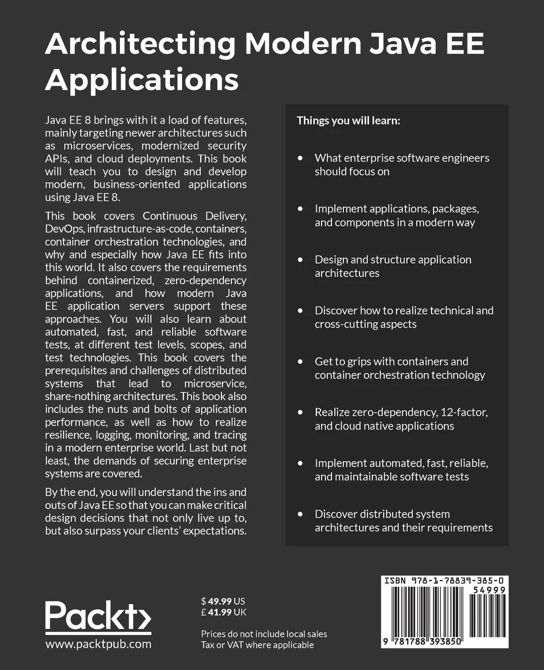 Rückseite: 9781788393850 | Architecting Modern Java EE Applications | Sebastian Daschner | Buch