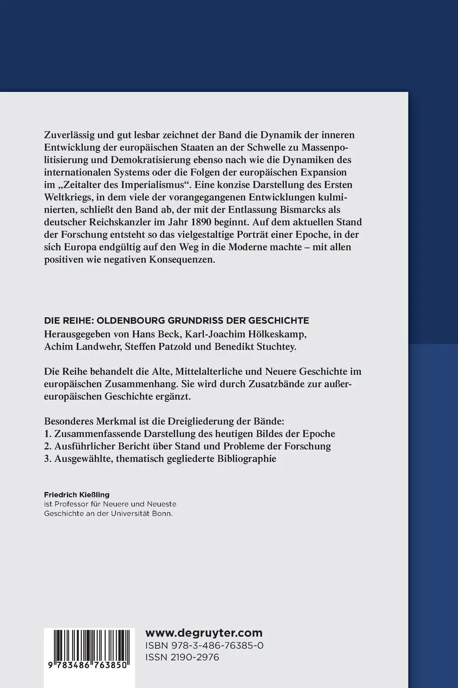 Rückseite: 9783486763850 | Europa im Zeitalter des Imperialismus 1890-1918 | Friedrich Kießling
