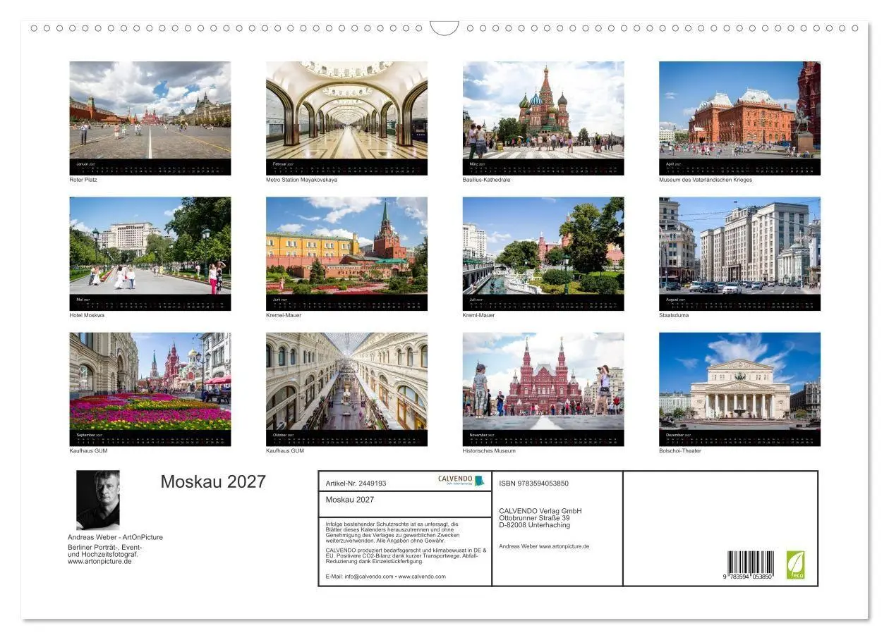 Bild: 9783594053850 | Moskau 2027 (Wandkalender 2027 DIN A2 quer), CALVENDO Monatskalender