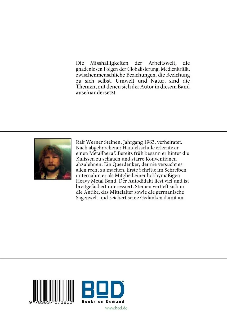 Rückseite: 9783837073850 | Von Fliegen und Menschen | Gedichte | Ralf Werner Steinen | Buch