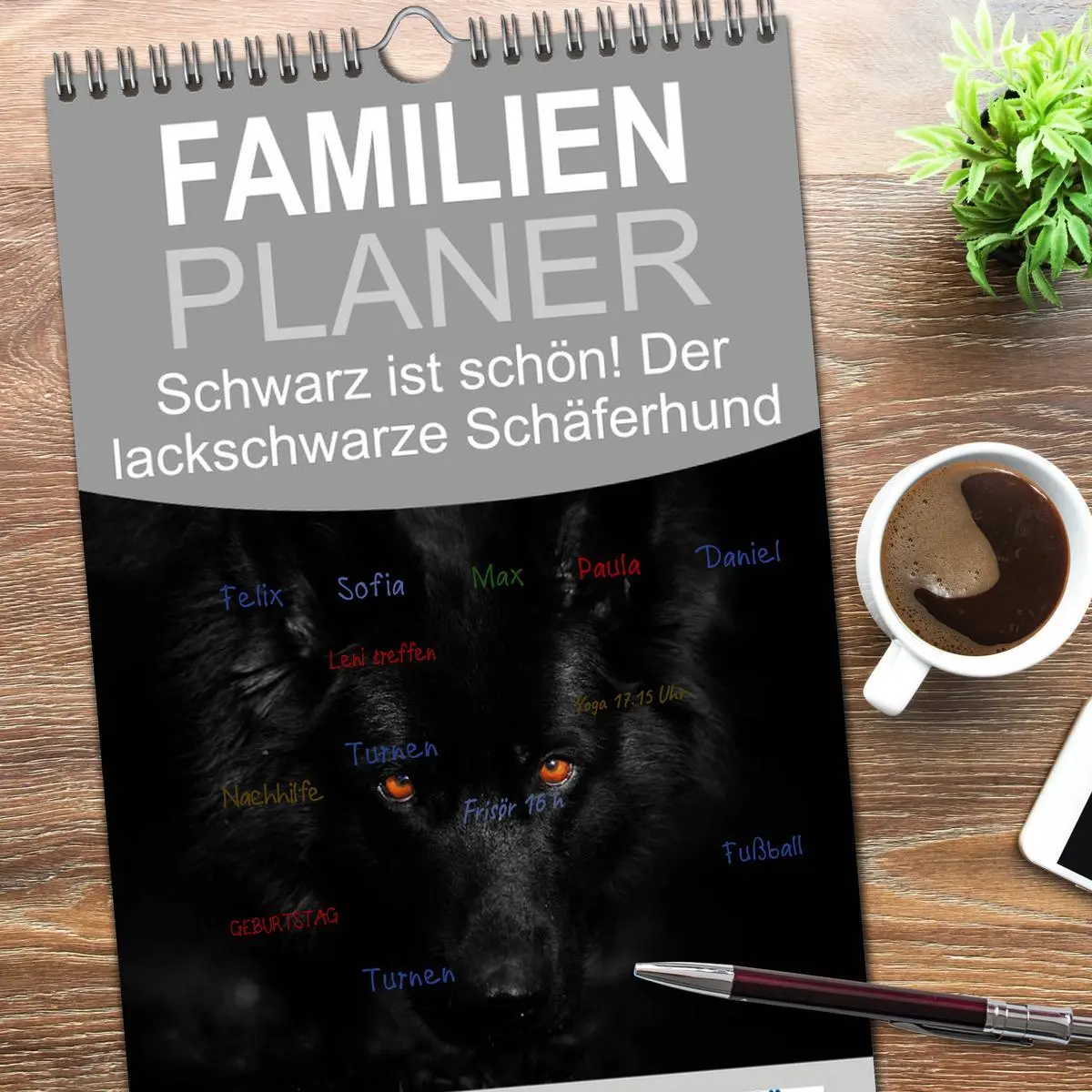 Bild: 9783516513950 | Familienplaner 2026 - Schwarz ist schön! Der lackschwarze...
