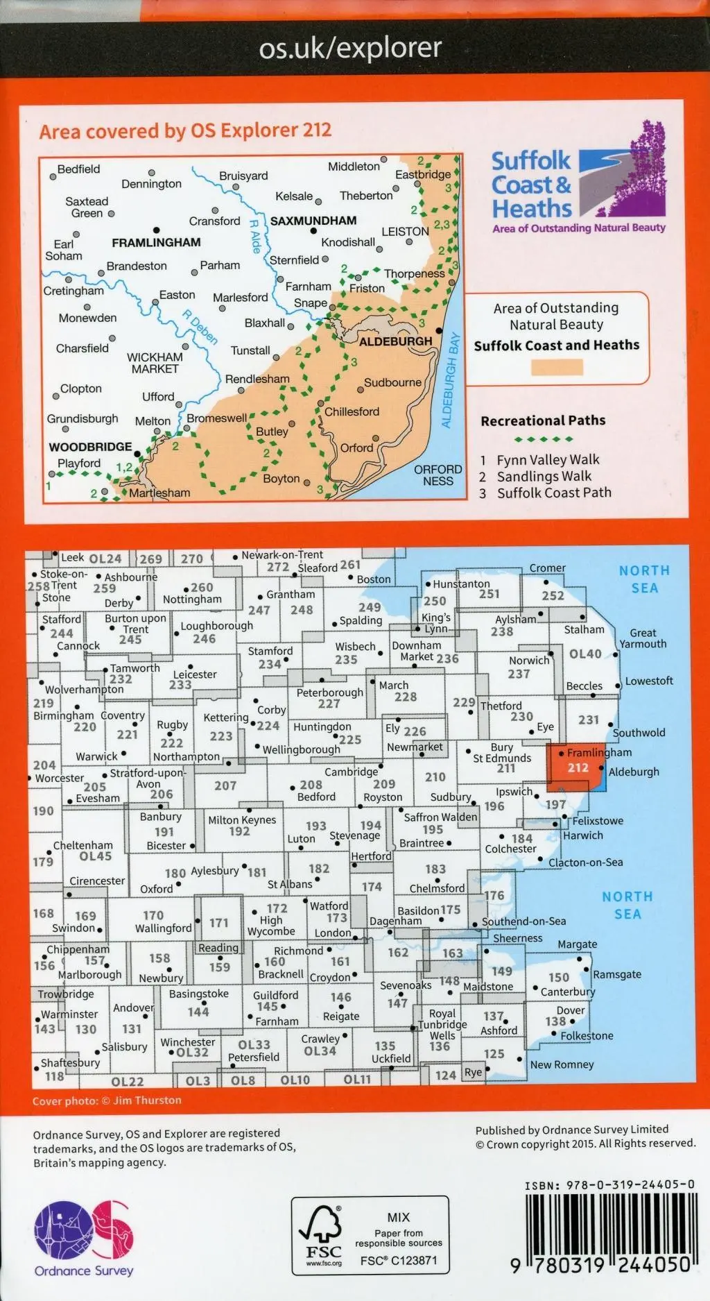 Bild: 9780319244050 | Woodbridge and Saxmundham | Ordnance Survey | (Land-)Karte | Englisch