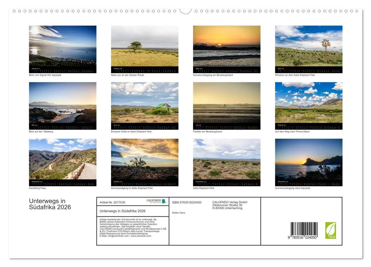 Bild: 9783516024050 | Unterwegs in Südafrika 2026 (hochwertiger Premium Wandkalender 2026...