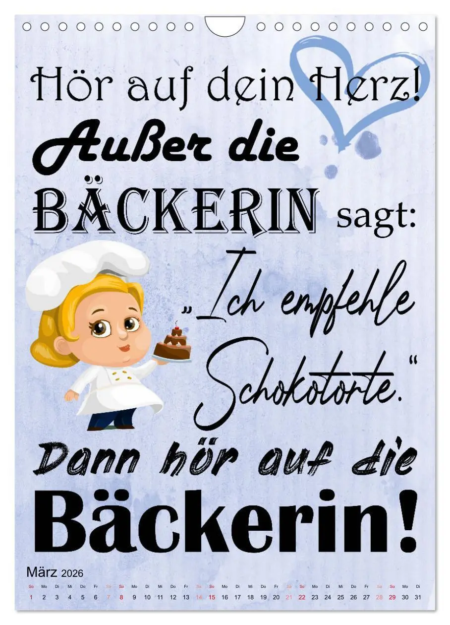 Bild: 9783516334050 | Bäckersprüche (Wandkalender 2026 DIN A4 hoch), CALVENDO Monatskalender