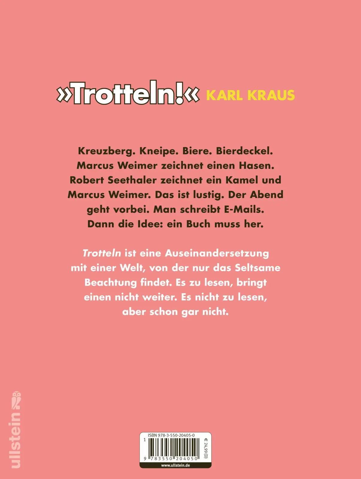 Rückseite: 9783550204050 | Trotteln | Robert Seethaler (u. a.) | Buch | 112 S. | Deutsch | 2025