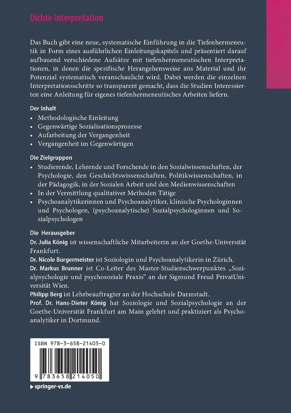Rückseite: 9783658214050 | Dichte Interpretation | Julia König (u. a.) | Taschenbuch | xviii