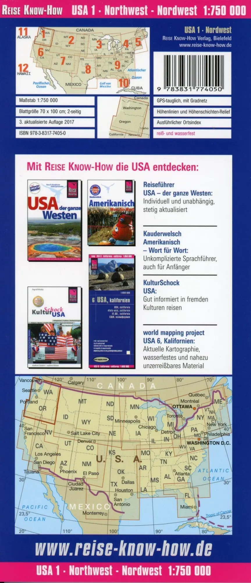Bild: 9783831774050 | Reise Know-How Landkarte USA 01, Nordwest (1:750.000) : Washington...