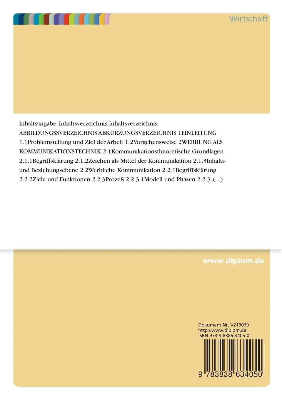 Rückseite: 9783838634050 | Kommunikationsstrategien der Lebensmittelwerbung | Anke von Platen