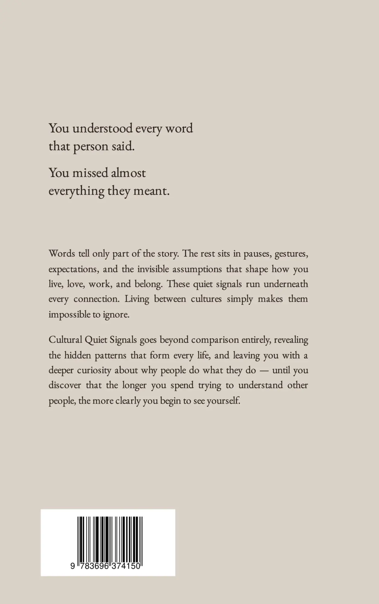 Rückseite: 9783696374150 | Cultural Quiet Signals | The Unspoken Language of Human Behavior