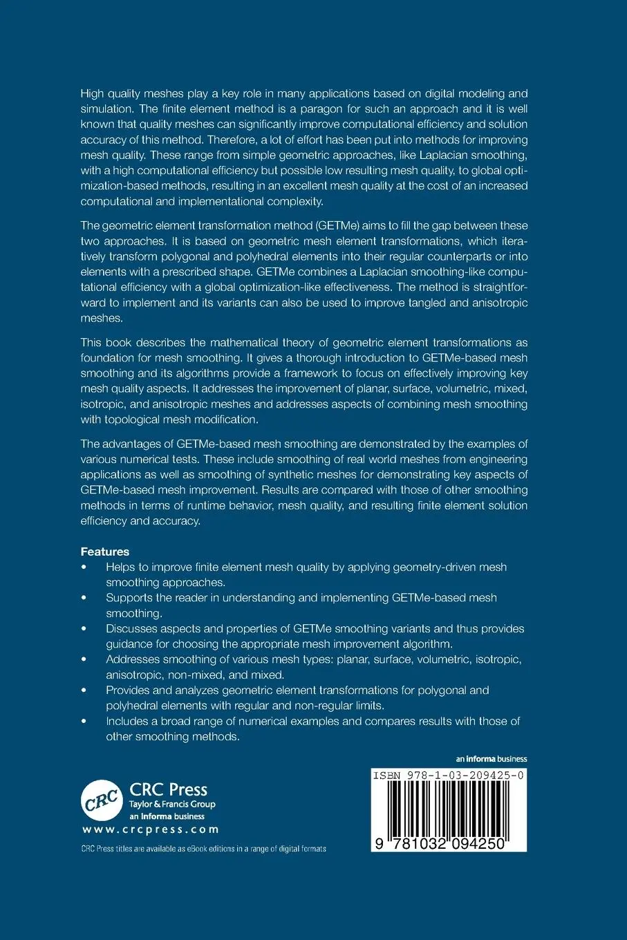 Rückseite: 9781032094250 | The GETMe Mesh Smoothing Framework | Dimitris Vartziotis (u. a.)