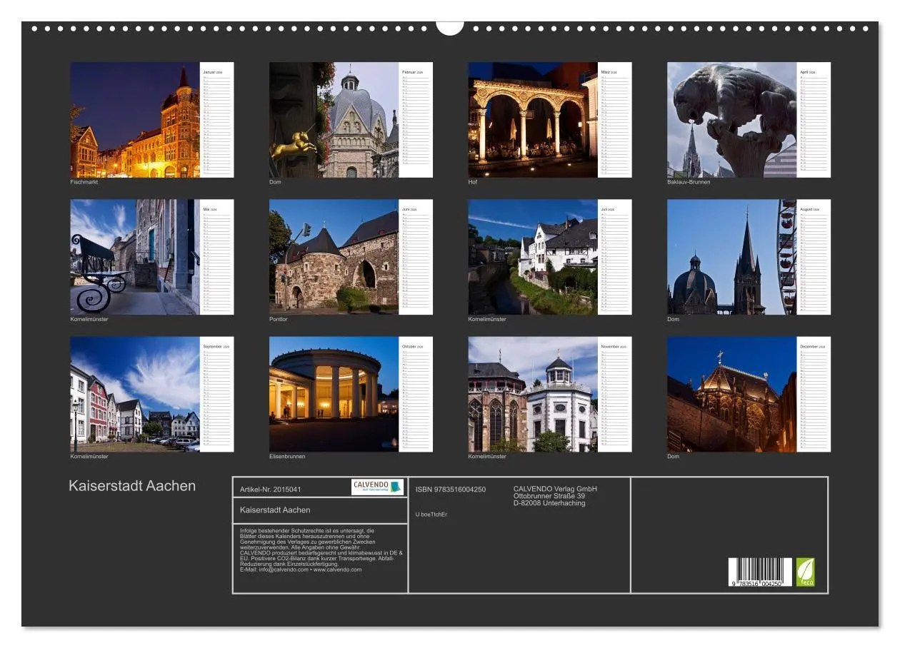 Bild: 9783516004250 | Kaiserstadt Aachen (Wandkalender 2026 DIN A2 quer), CALVENDO...
