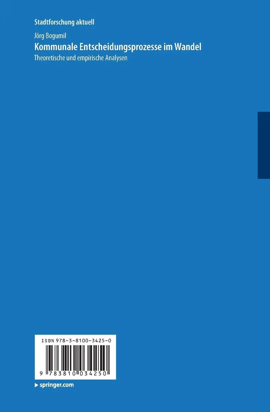 Rückseite: 9783810034250 | Kommunale Entscheidungsprozesse im Wandel | Jörg Bogumil | Taschenbuch