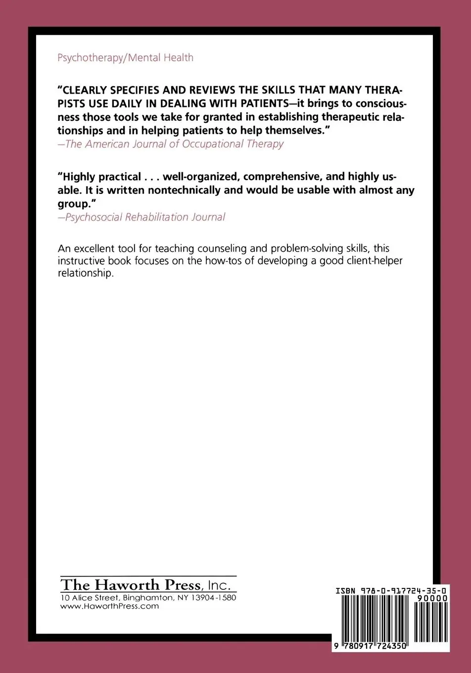 Rückseite: 9780917724350 | Learning Counseling and Problem-Solving Skills | Borck (u. a.) | Buch