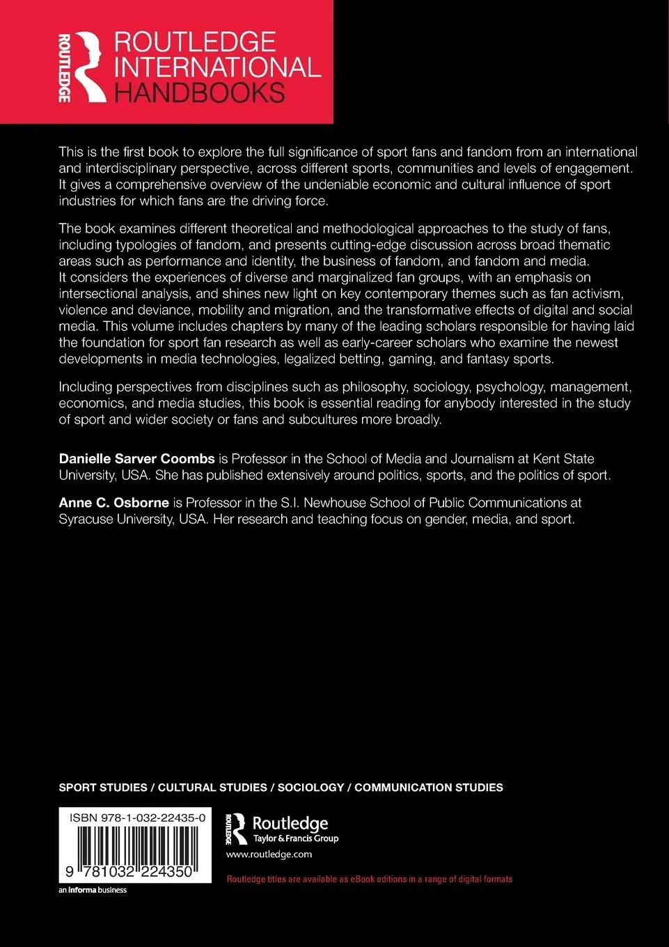 Rückseite: 9781032224350 | Routledge Handbook of Sport Fans and Fandom | Coombs (u. a.) | Buch