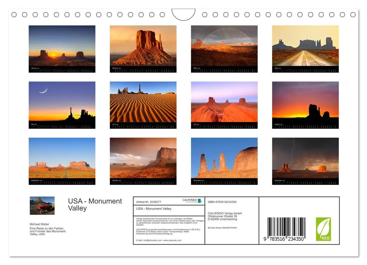 Bild: 9783516234350 | USA - Monument Valley (Wandkalender 2026 DIN A4 quer), CALVENDO...