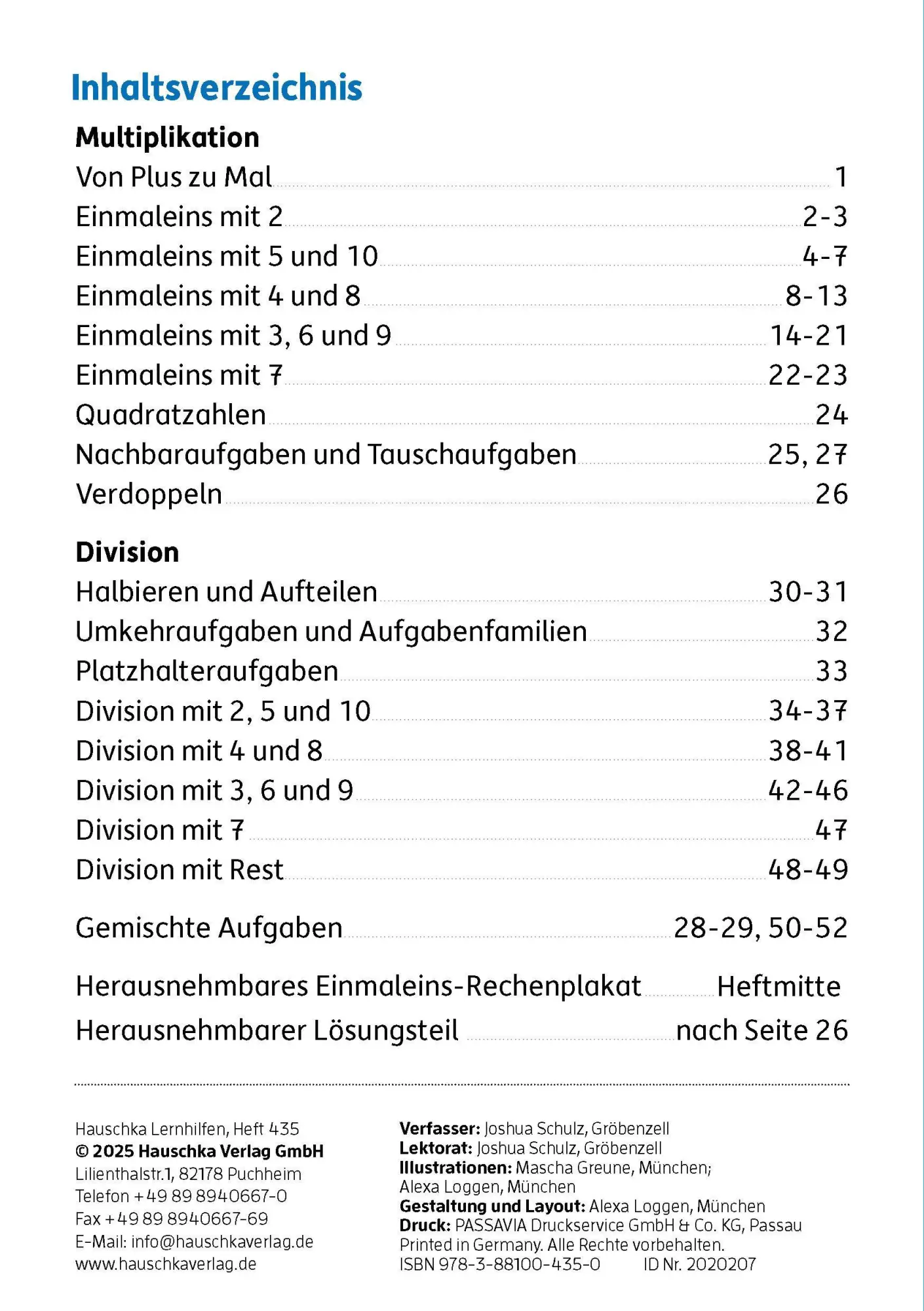 Bild: 9783881004350 | Mein Übungsheft Einmaleins 2./3. Klasse | Joshua Schulz | Broschüre