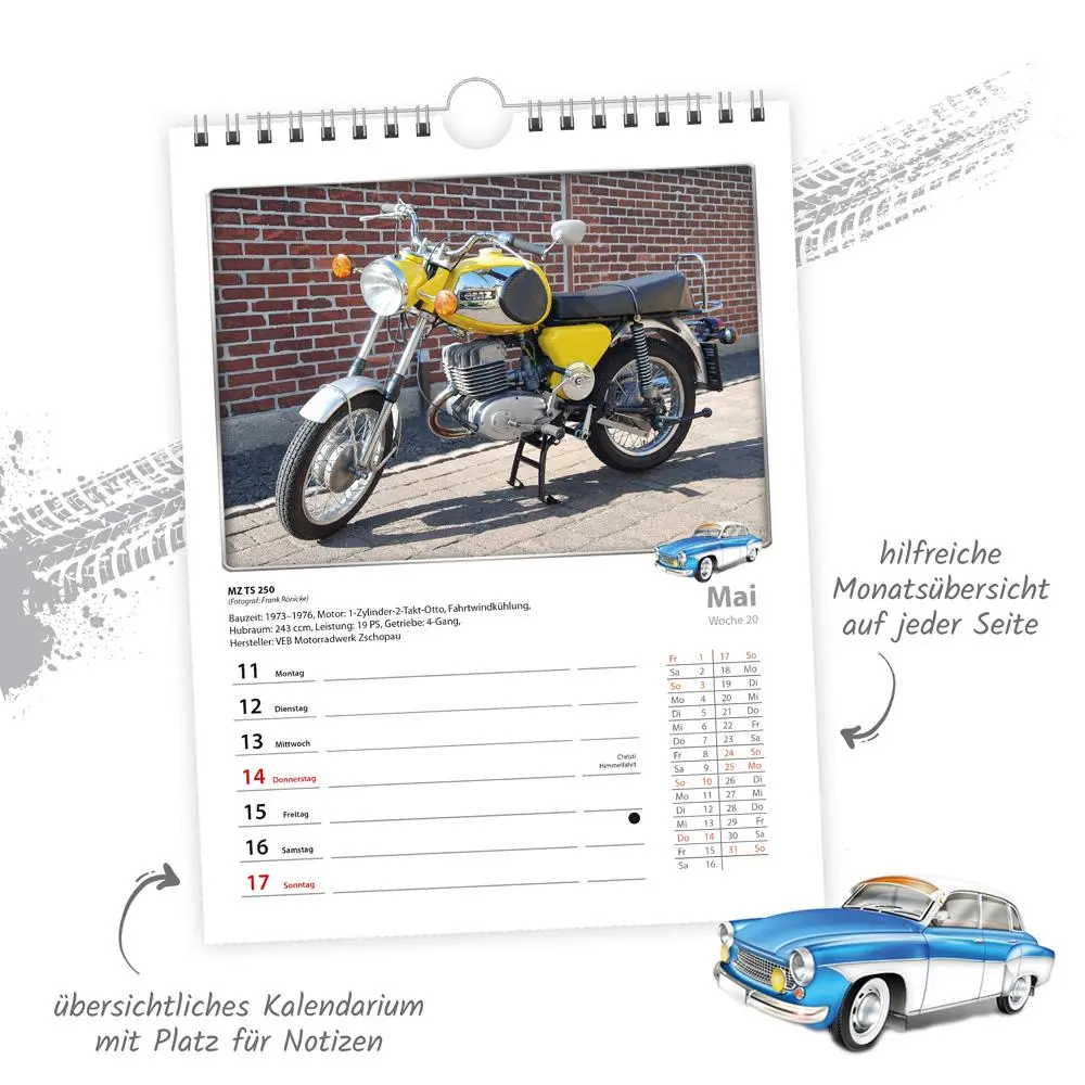 Bild: 9783988024350 | Trötsch Wochenkalender zum Hängen DDR-Fahrzeuge 2026 | Wandkalender