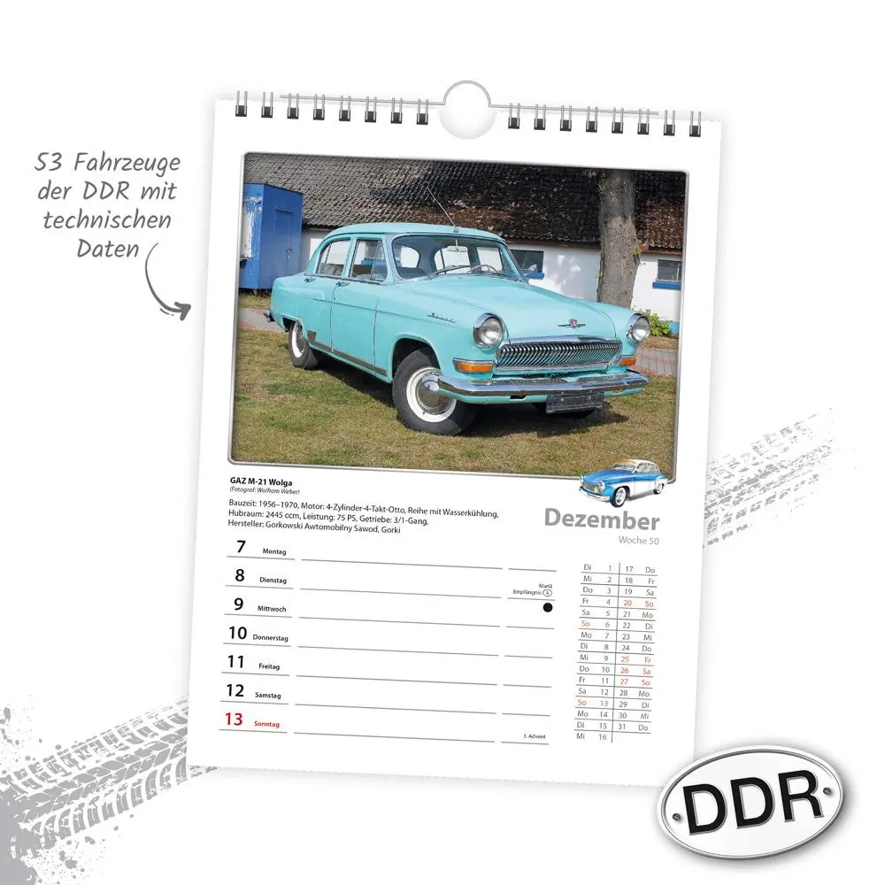 Bild: 9783988024350 | Trötsch Wochenkalender zum Hängen DDR-Fahrzeuge 2026 | Wandkalender