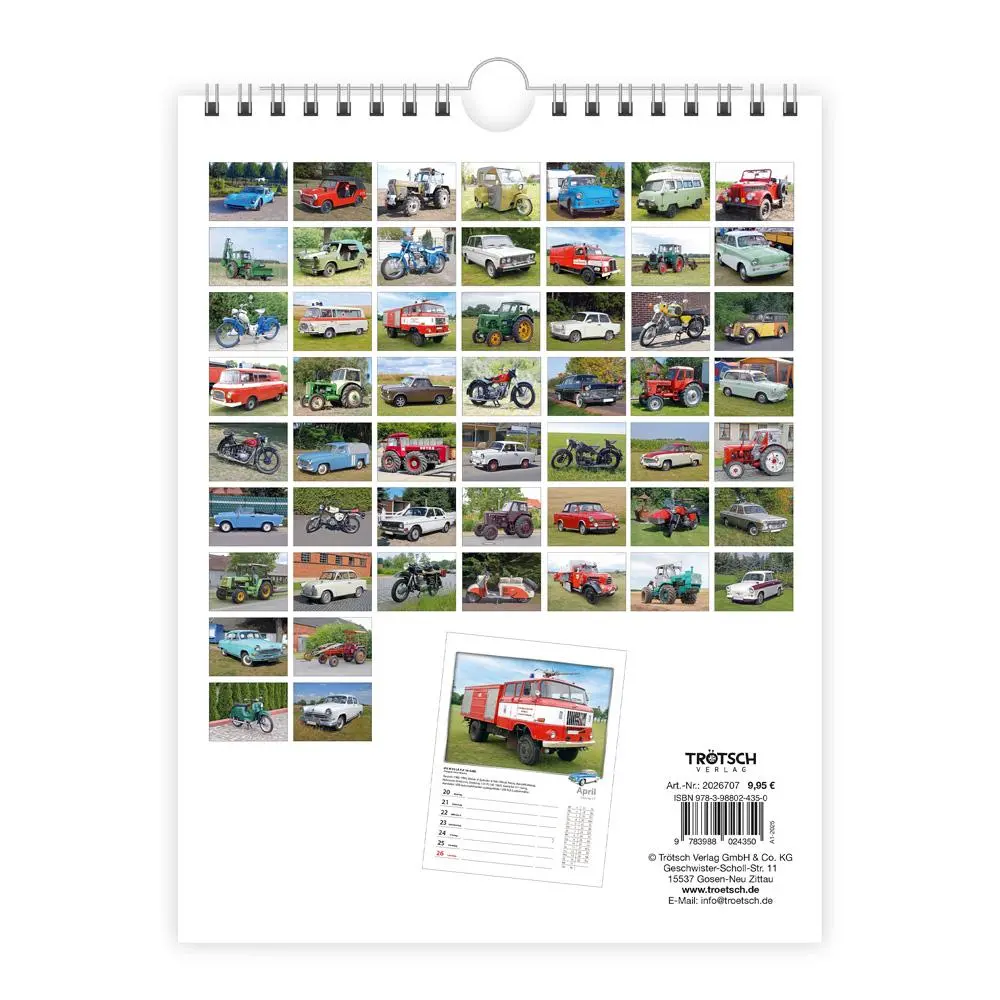 Bild: 9783988024350 | Trötsch Wochenkalender zum Hängen DDR-Fahrzeuge 2026 | Wandkalender