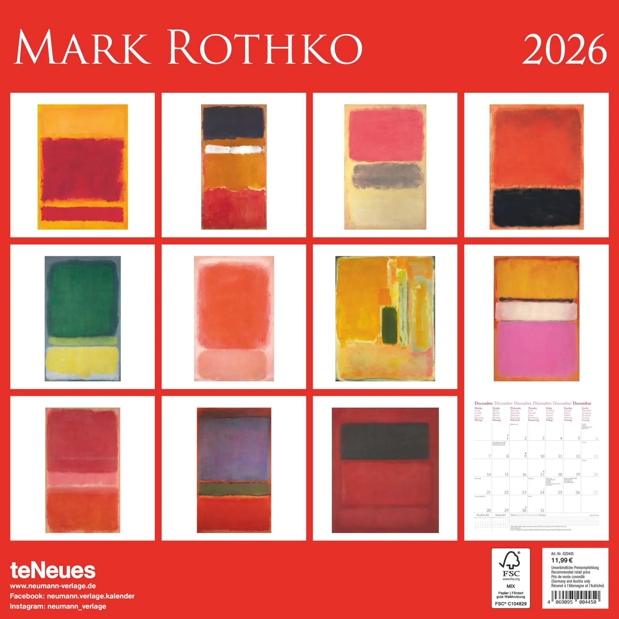 Rückseite: 4069095004450 | Mark Rothko 2026 - Wand-Kalender - Broschüren-Kalender - 30x30 -...