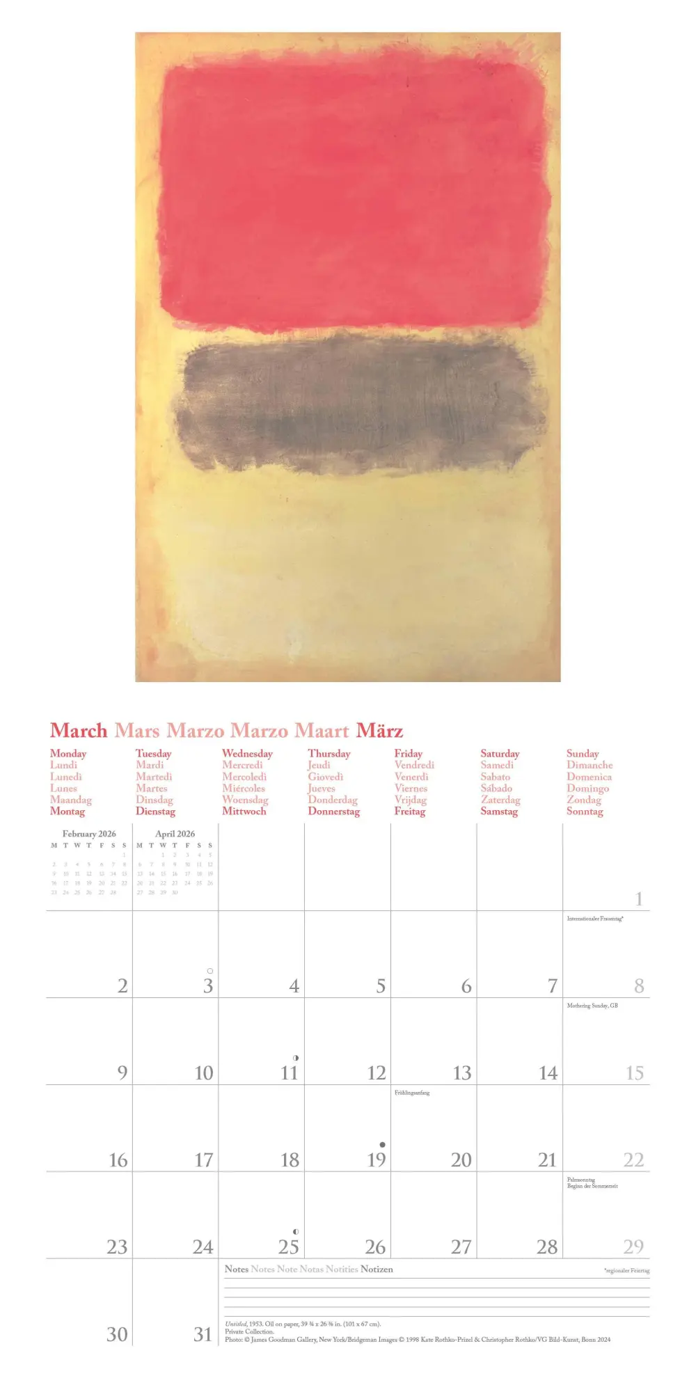 Bild: 4069095004450 | Mark Rothko 2026 - Wand-Kalender - Broschüren-Kalender - 30x30 -...
