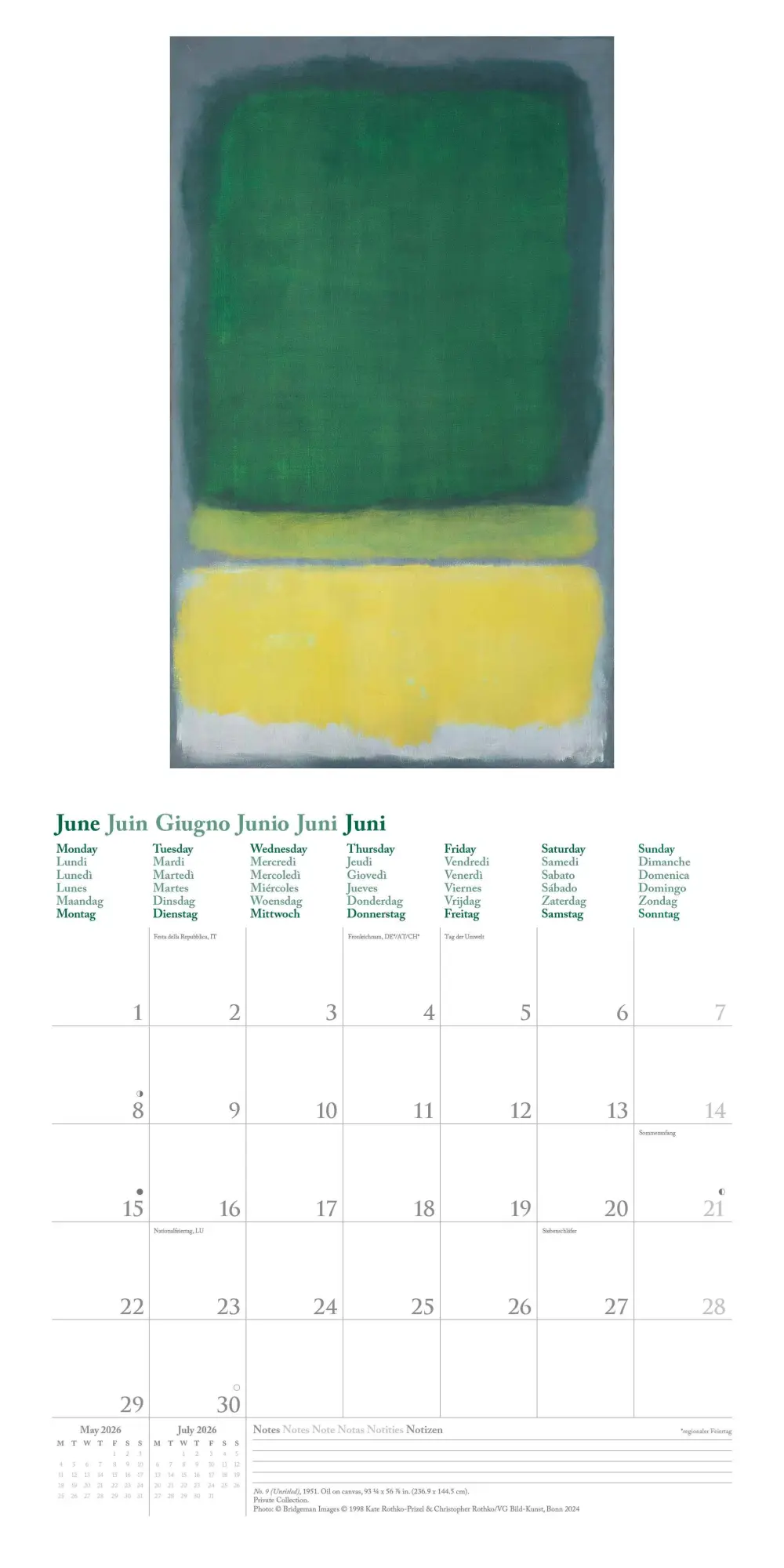 Bild: 4069095004450 | Mark Rothko 2026 - Wand-Kalender - Broschüren-Kalender - 30x30 -...