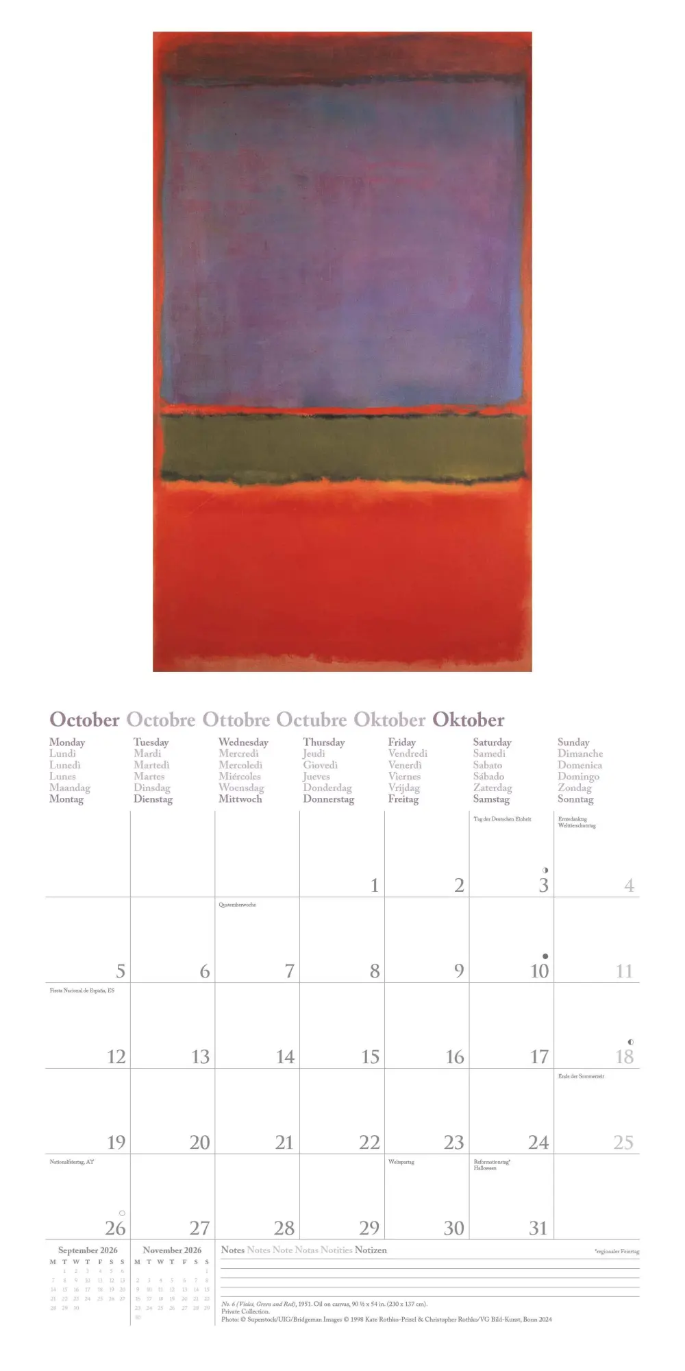 Bild: 4069095004450 | Mark Rothko 2026 - Wand-Kalender - Broschüren-Kalender - 30x30 -...