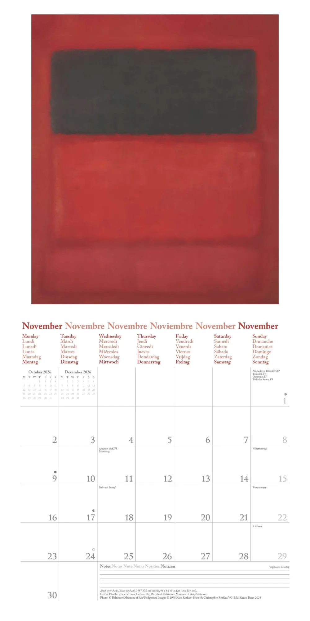 Bild: 4069095004450 | Mark Rothko 2026 - Wand-Kalender - Broschüren-Kalender - 30x30 -...