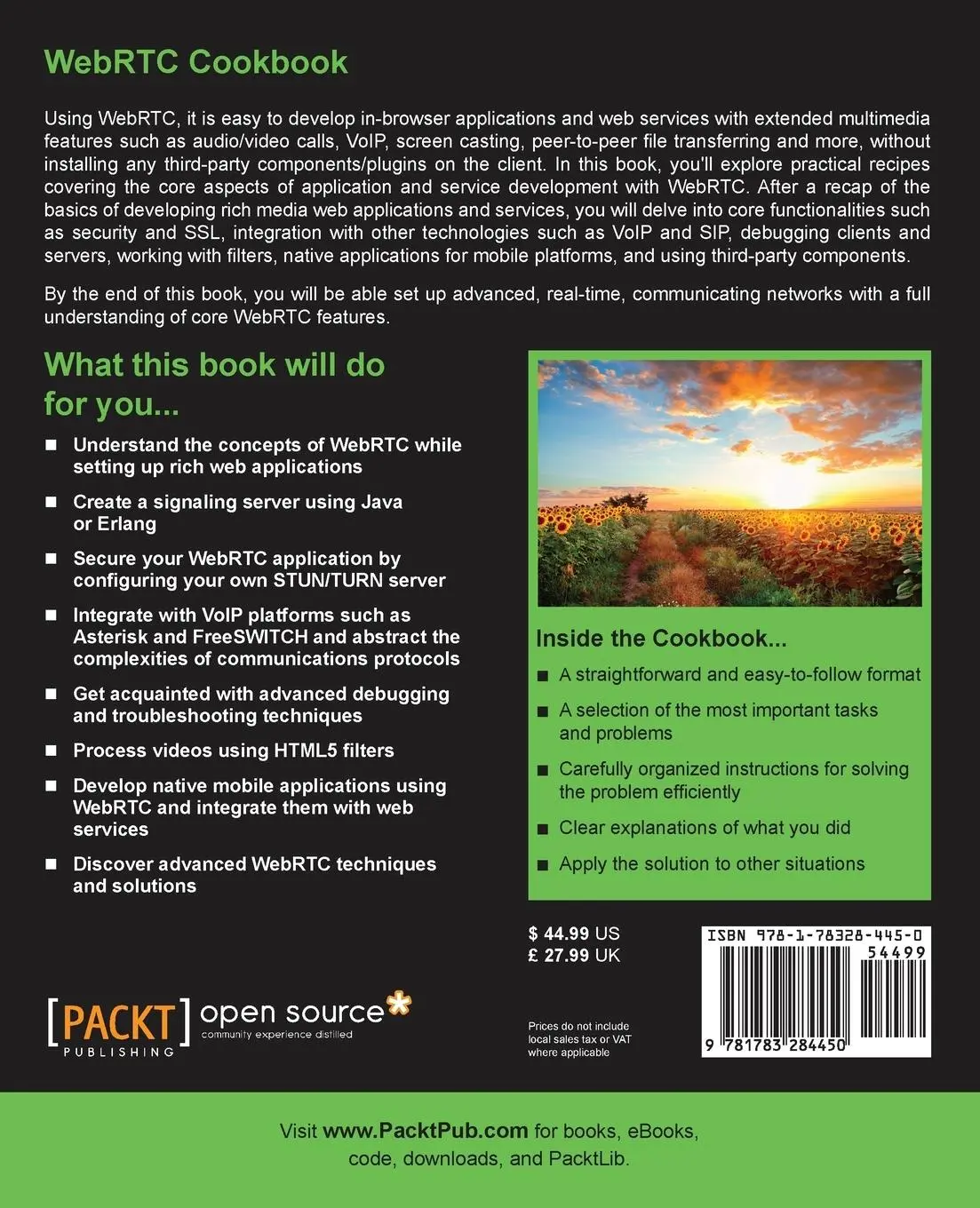 Rückseite: 9781783284450 | WebRTC Cookbook | Andrii Sergiienko | Taschenbuch | Englisch | 2015