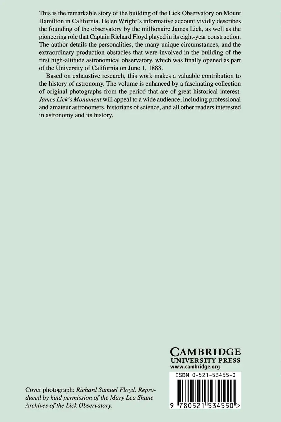 Rückseite: 9780521534550 | James Lick's Monument | Helen Wright | Taschenbuch | Englisch | 2002